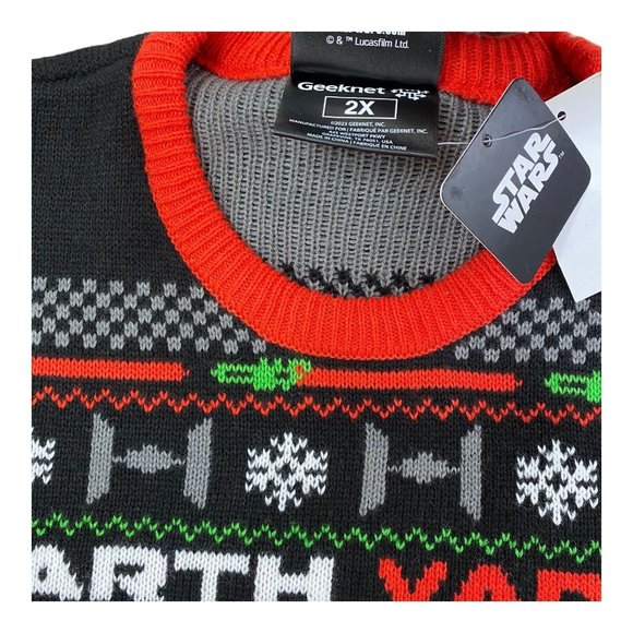 Star Wars Darth Vader Geeknet Ugly Christmas Sweater Men XXL Black Crew Neck NWT - Picture 4 of 7